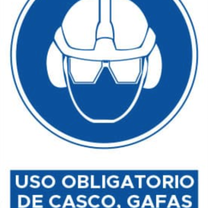 Uso Obligatorio de Casco, Gafas y Protección Auditiva