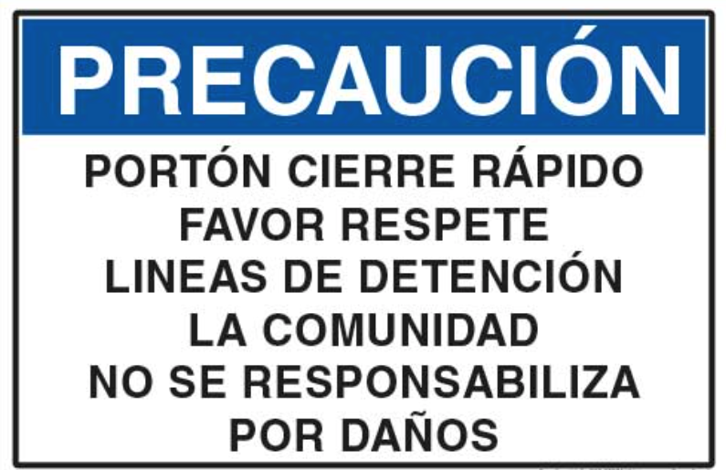 Precaución Portón cierre Rápido