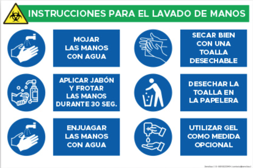 Instrucciones para el lavado de manos