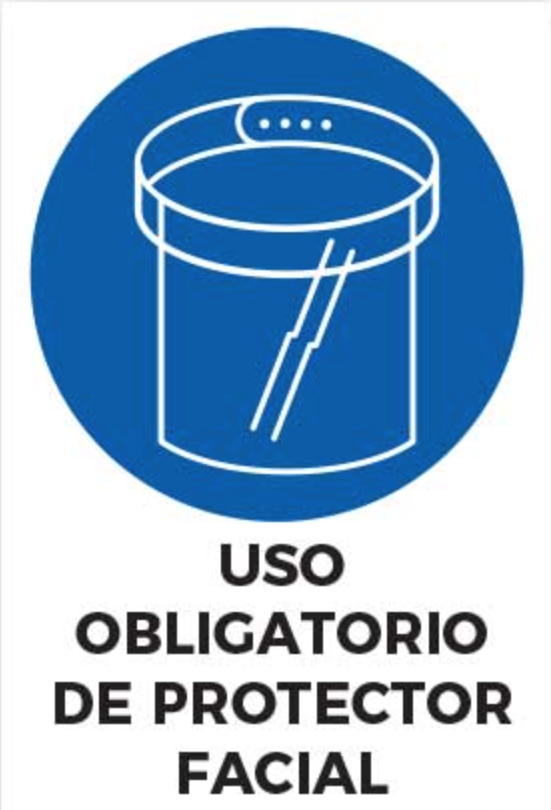 Uso obligatorio de protector facial